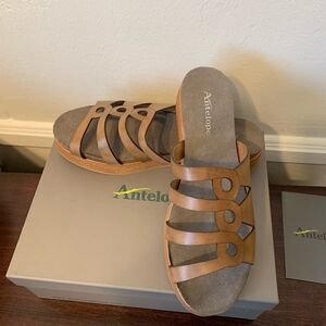 Antelope leather slide platform slip on sandal size US9;  EU40 NIB